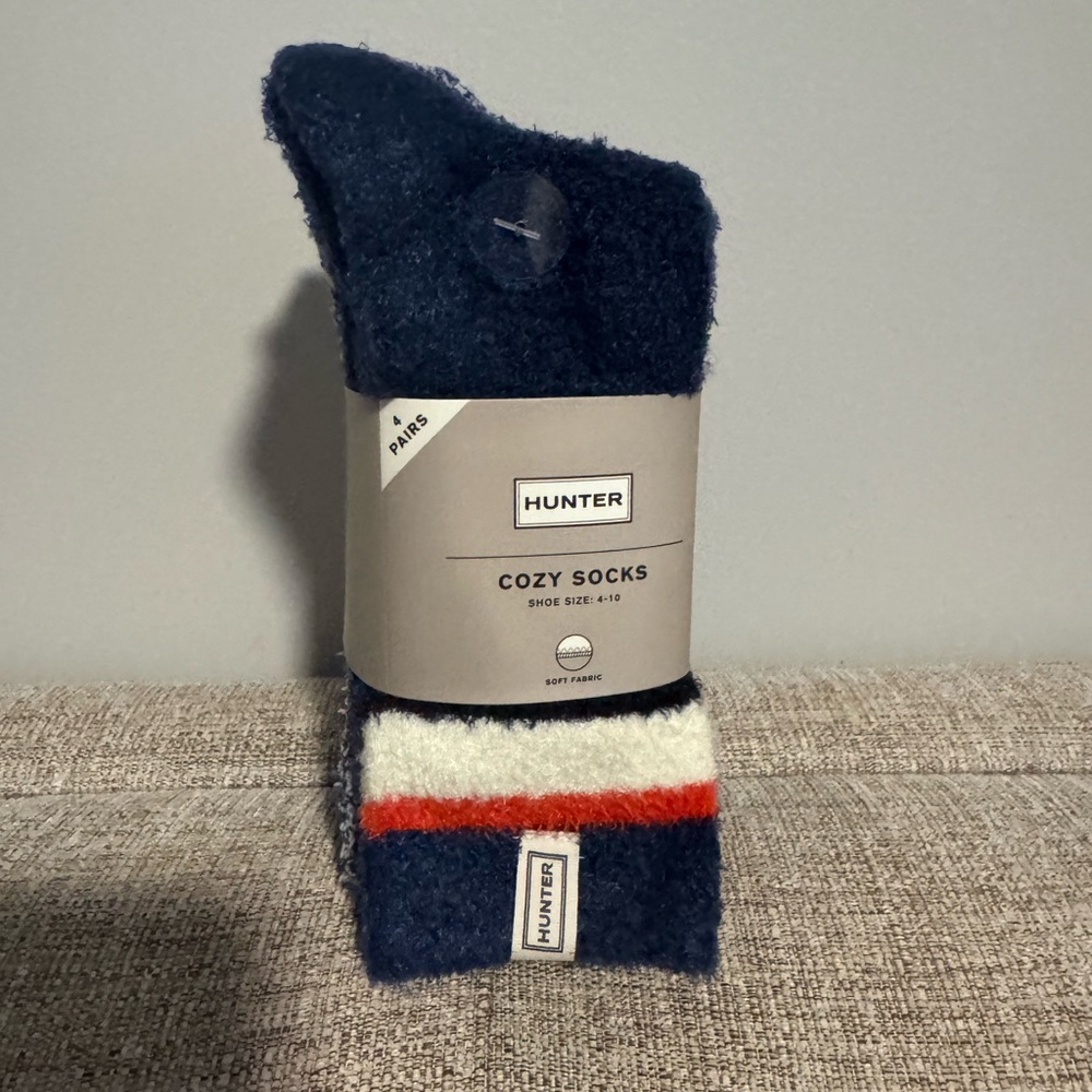Hunter Navy Blue and Red Cozy Socks